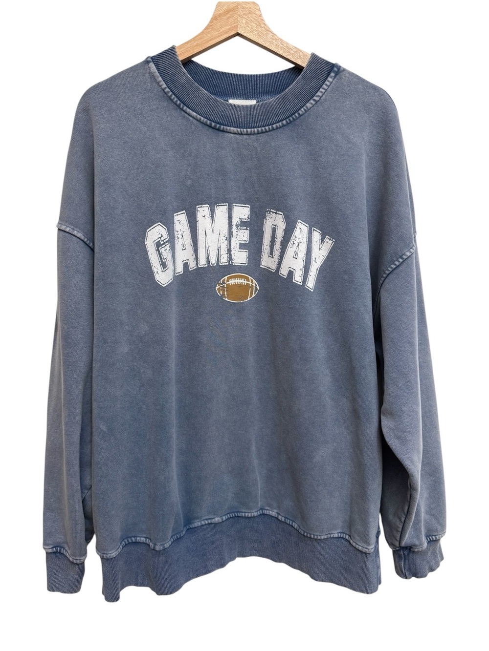 Le Lis Oversized Football Game Day Graphic Sweatshirt Women Large Fall Crew Neck